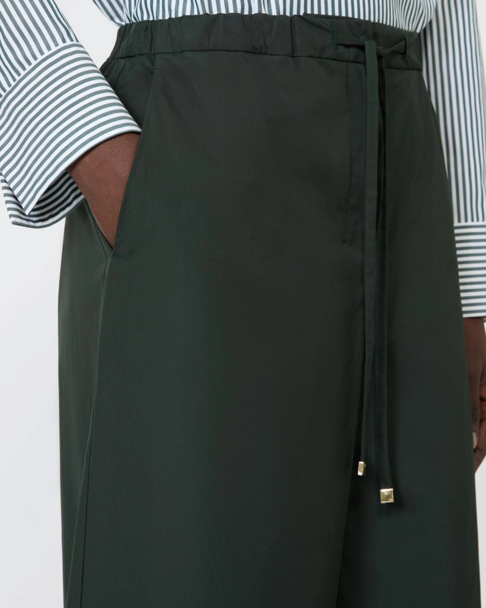 Cotton poplin wide-leg trousers Green