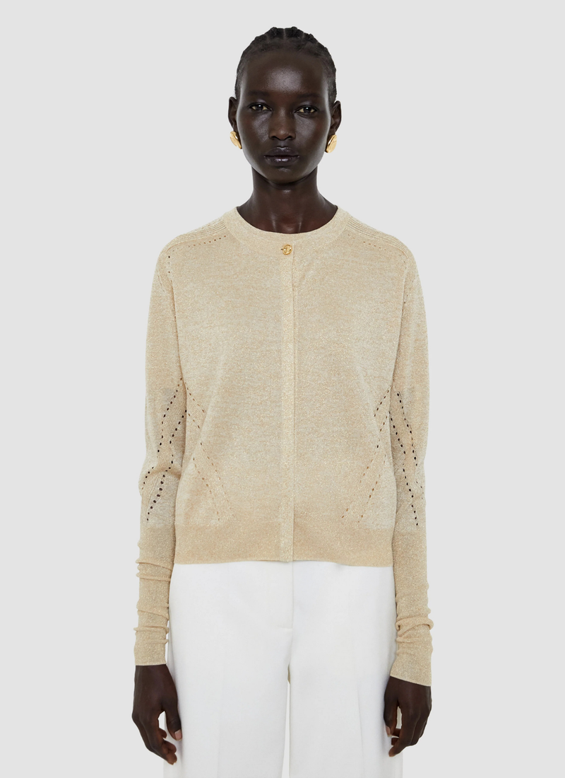 Tasse Lurex Knit Cardigan Gilt