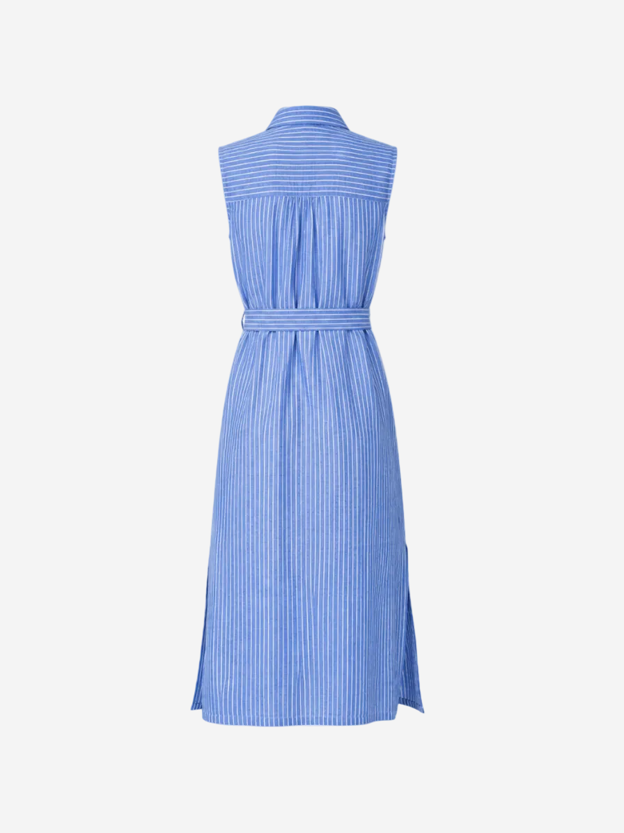 Printed Linen Dress Denim