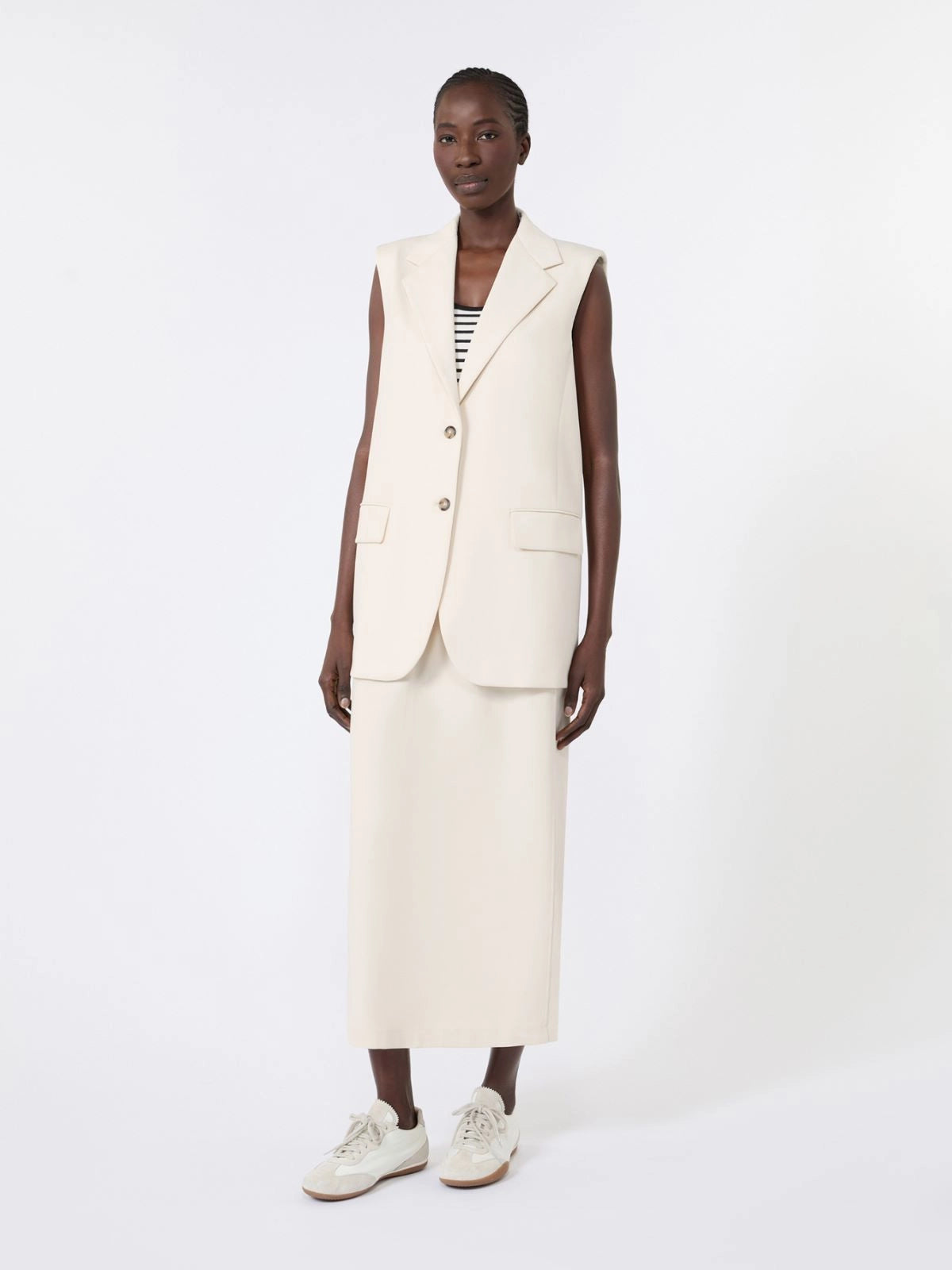 Cotton lyocell jersey skirt Ivory