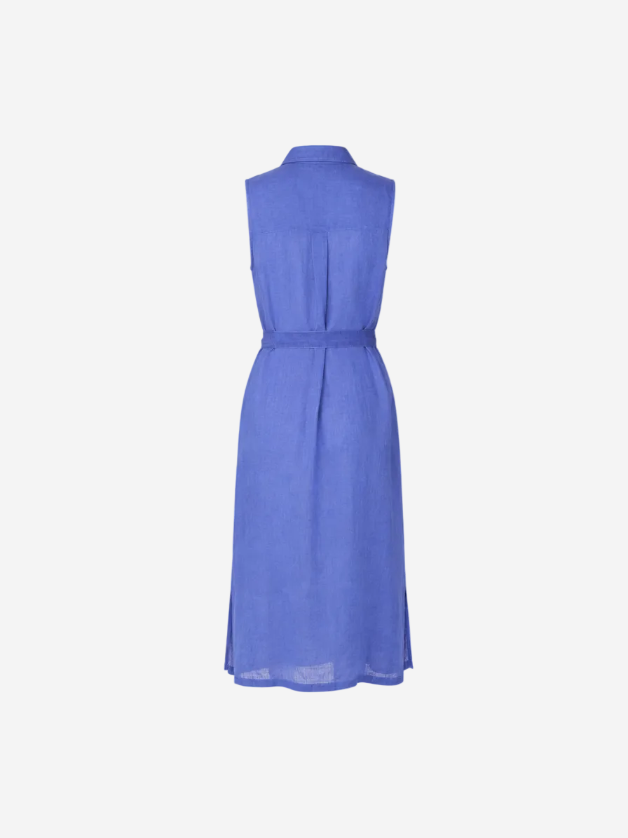 Linen Dress With Belt Ink Soft