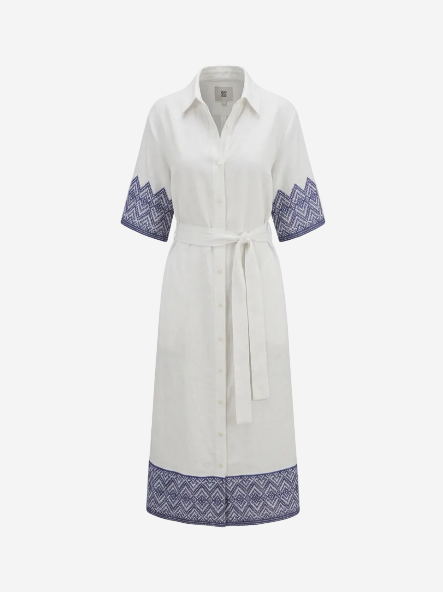 Linen Maxi Dress With Belt White