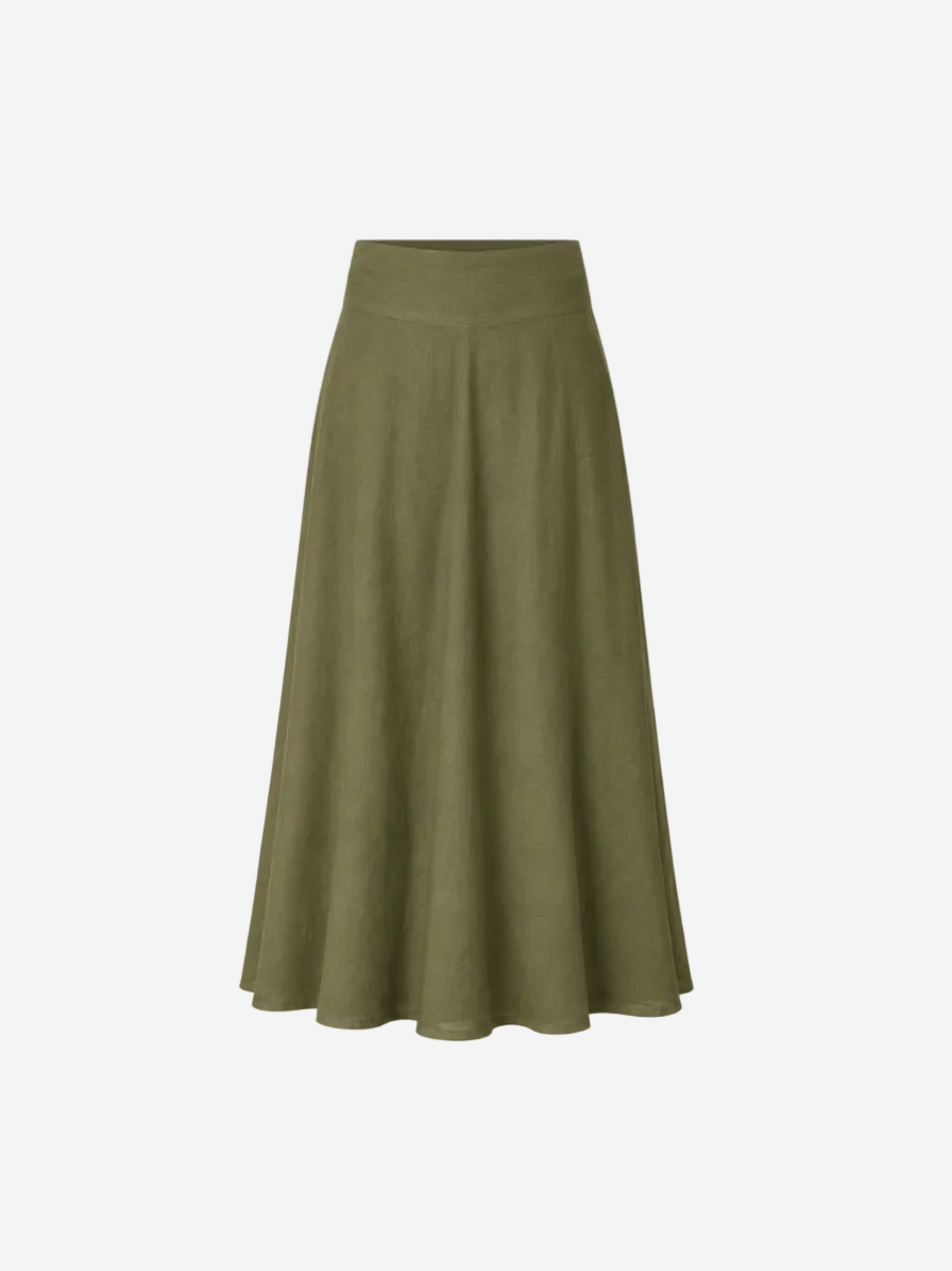 Linen Maxi Skirt Khaki