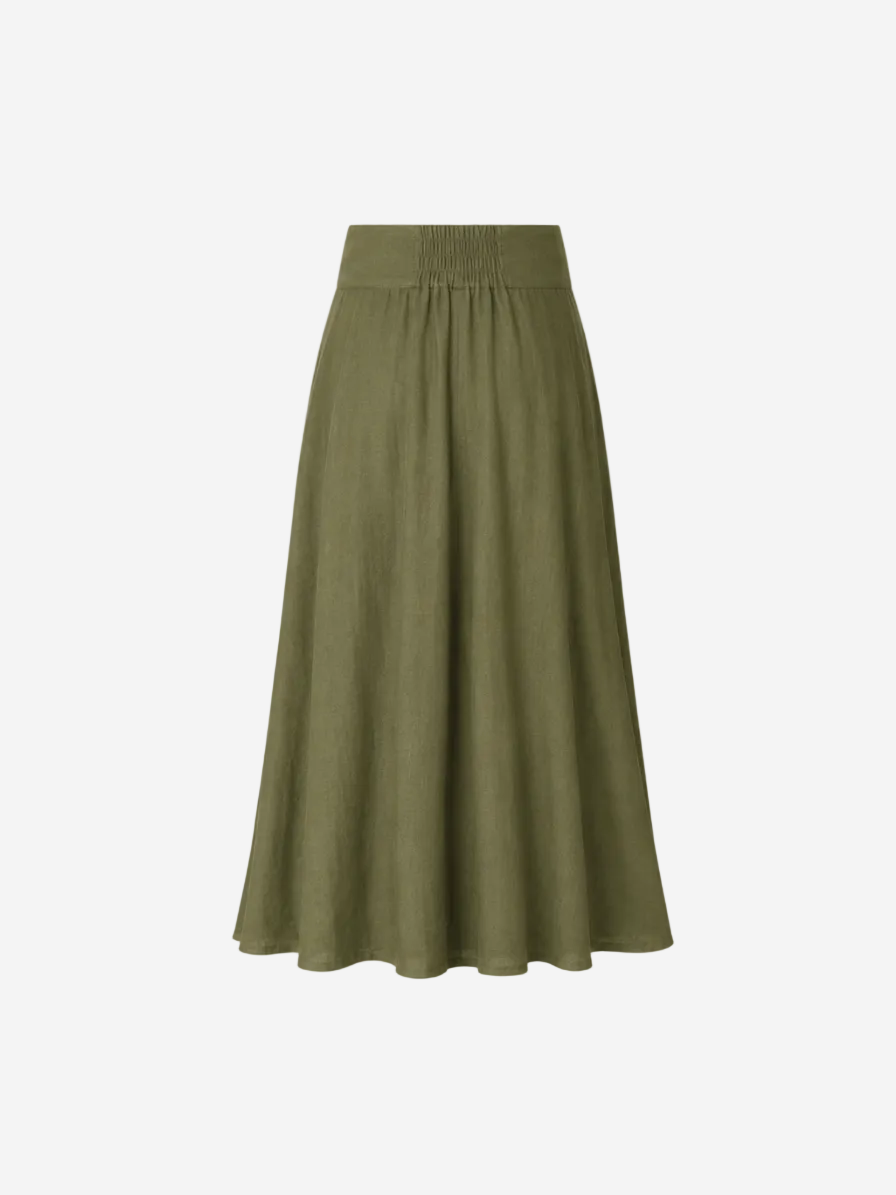 Linen Maxi Skirt Khaki