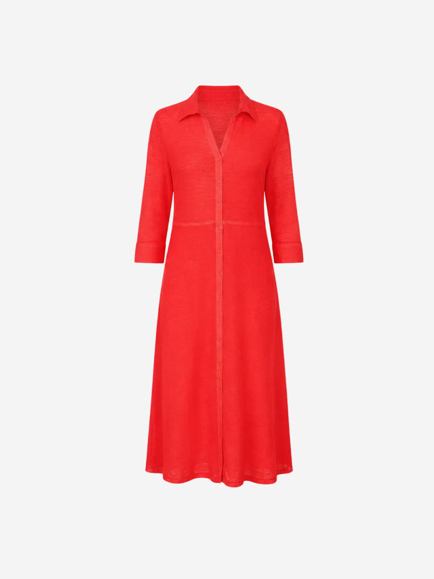 Linen Long Sleeve Maxi Dress Anemone Soft Pink