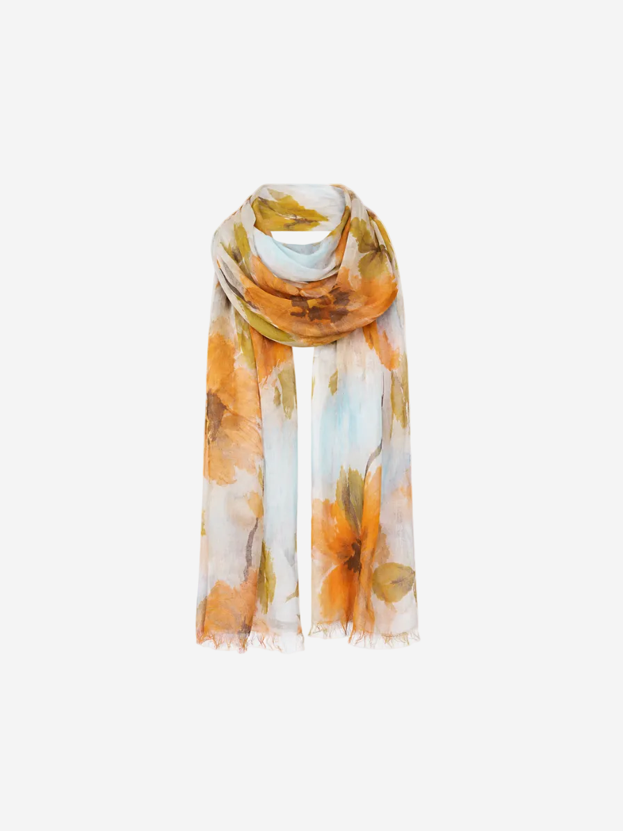 Printed Linen Scarf Print Sky