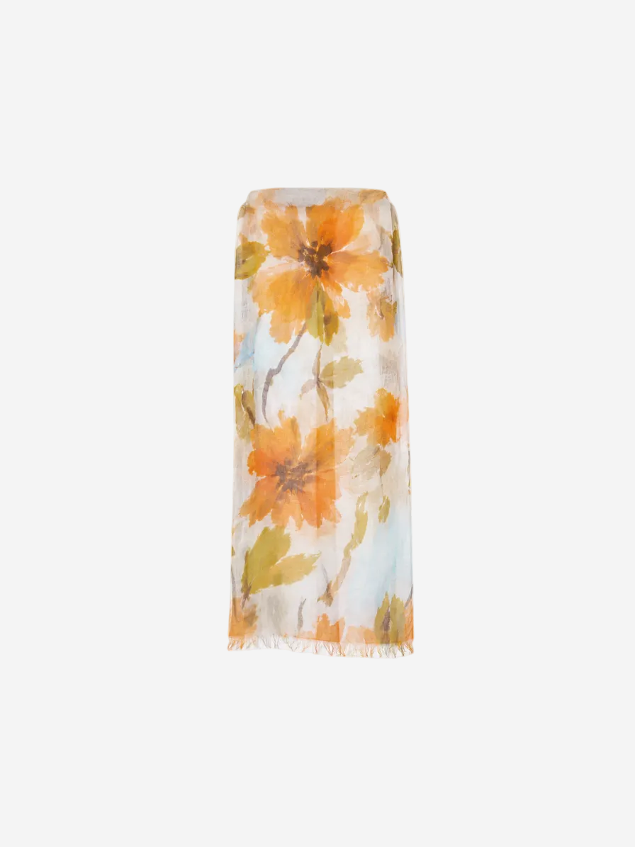 Printed Linen Scarf Print Sky
