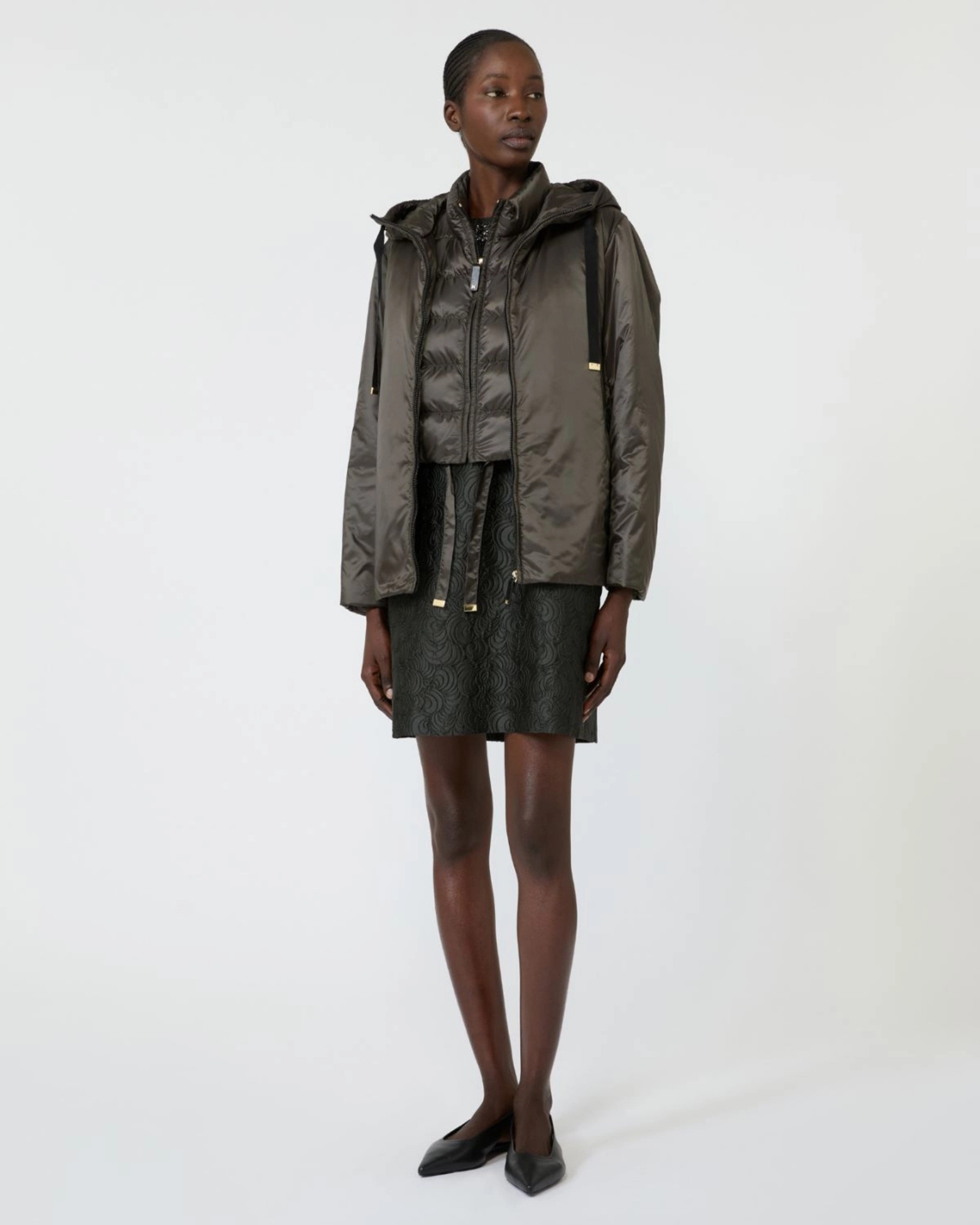 Polyester quilted jacket Kaki