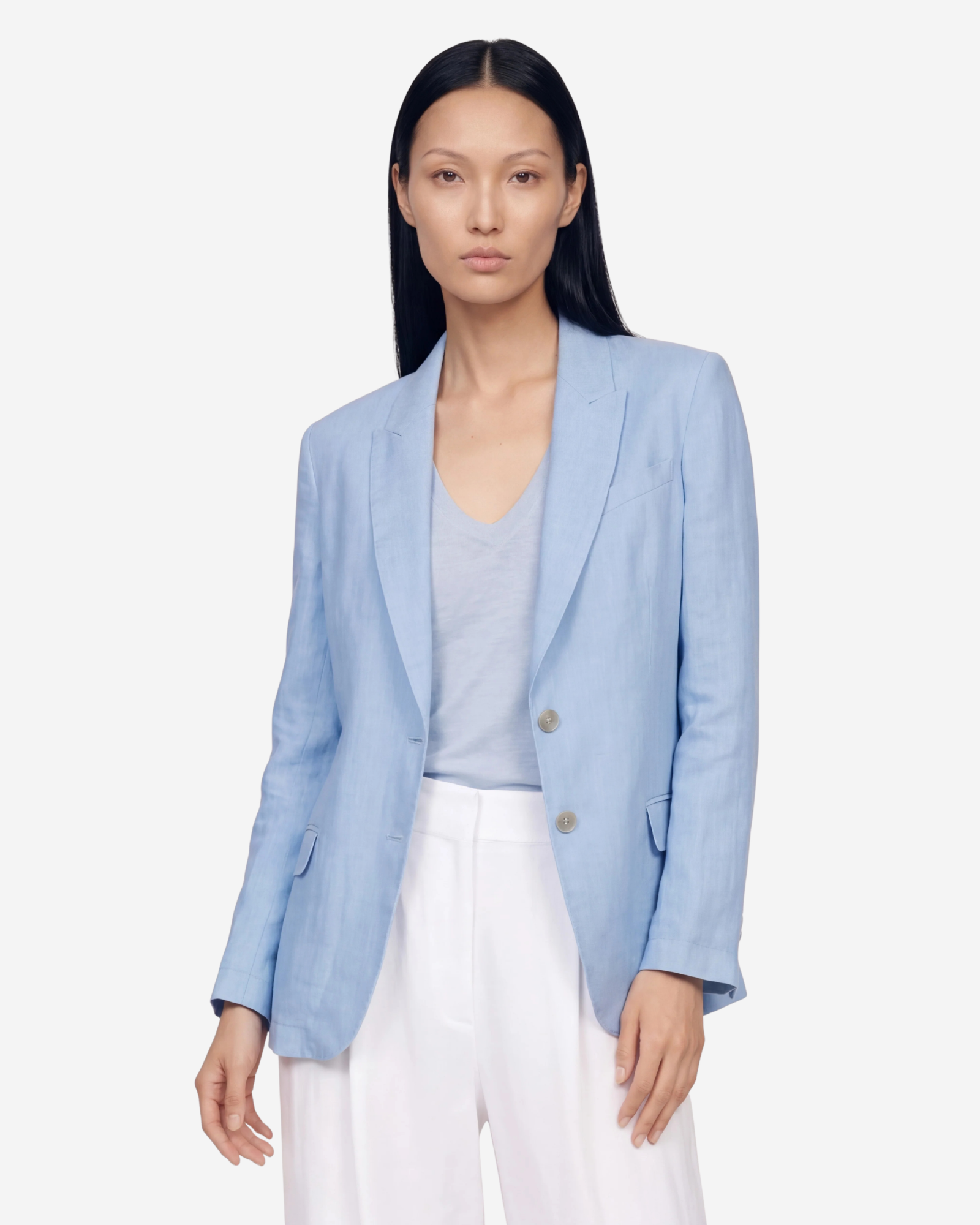 Linen Tailored Jacket Placid Blue