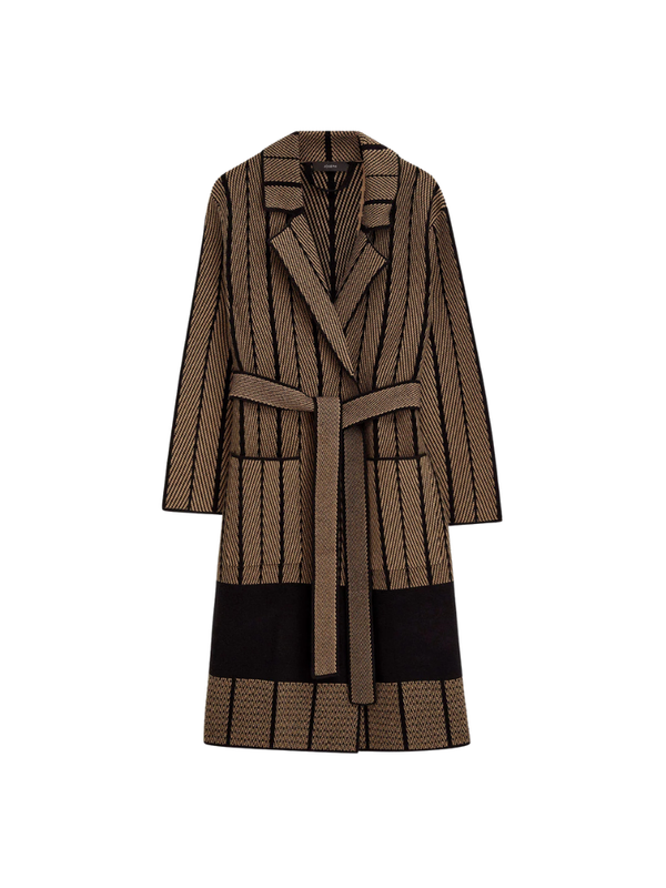 Chevron Jacquard Knitted Coat