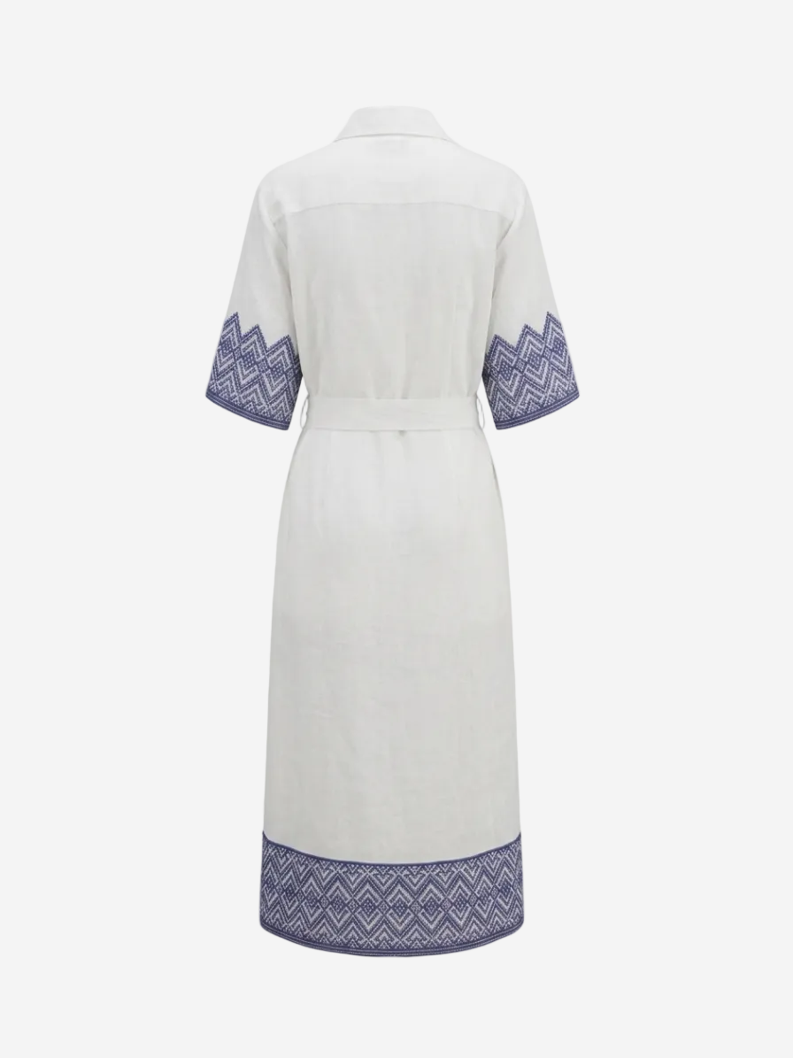 Linen Maxi Dress With Belt White