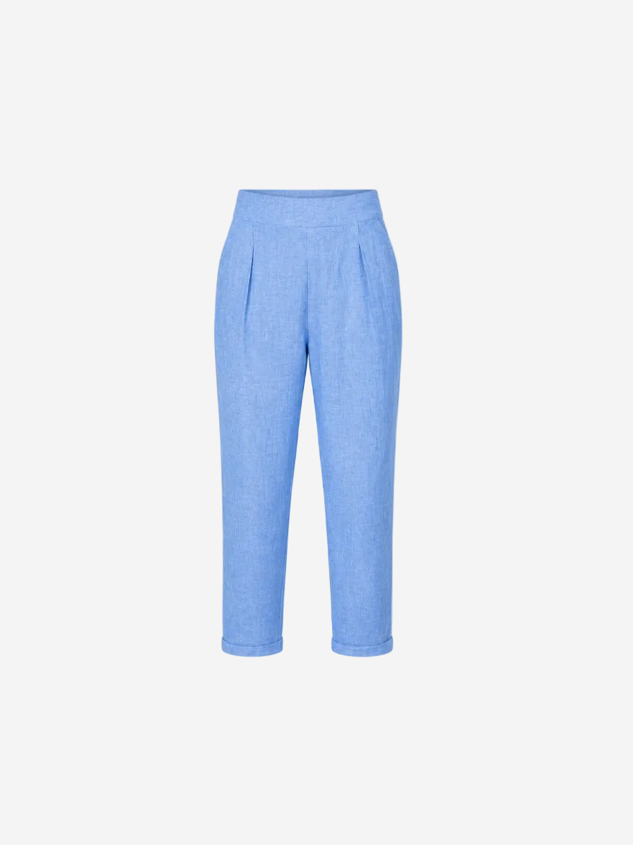 Linen Wide-Leg Trousers Pacific Soft