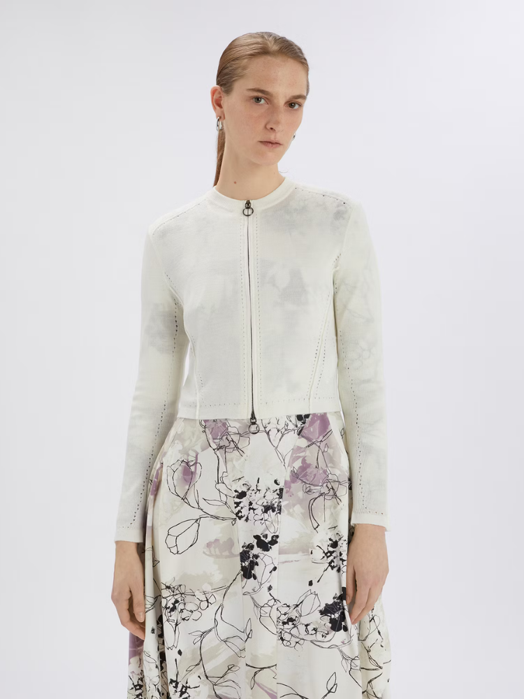 Skitter Zip Cardigan White