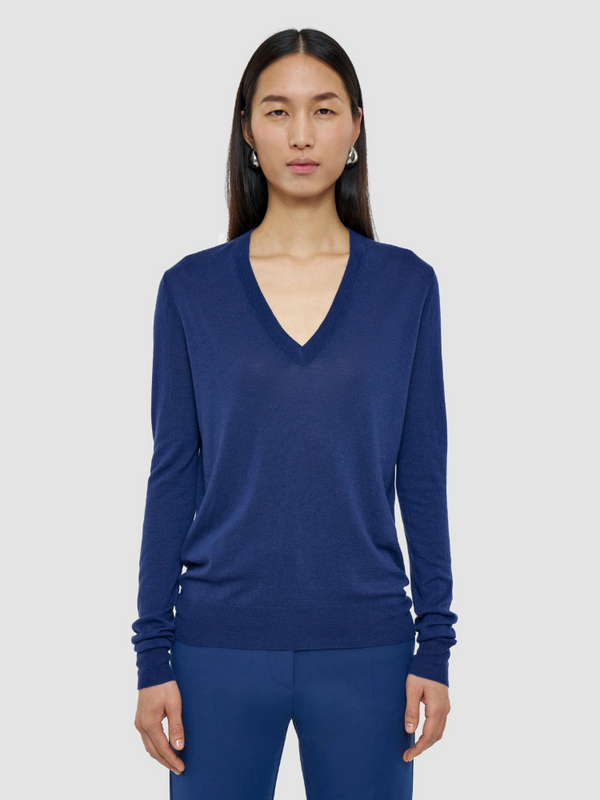 V Neck Longsleeve Cashair Blue