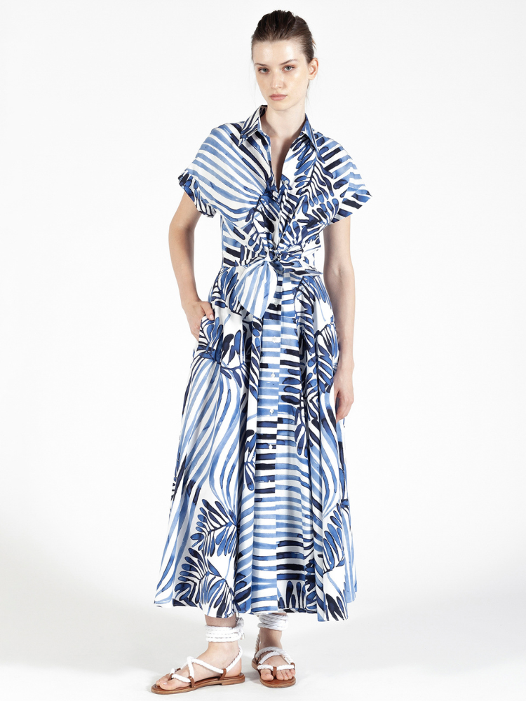 Drareen Short Sleeve Tie front Dress