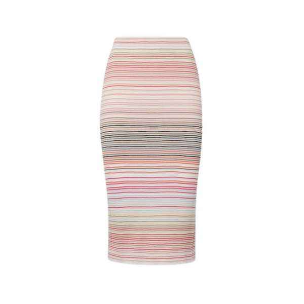 Fitted Midi Skirt in Multi Stripe