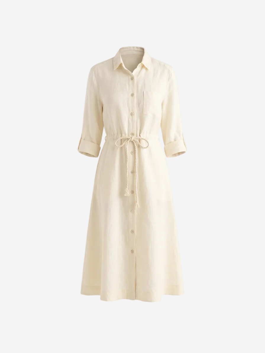 Linen Dress With Belt Butter