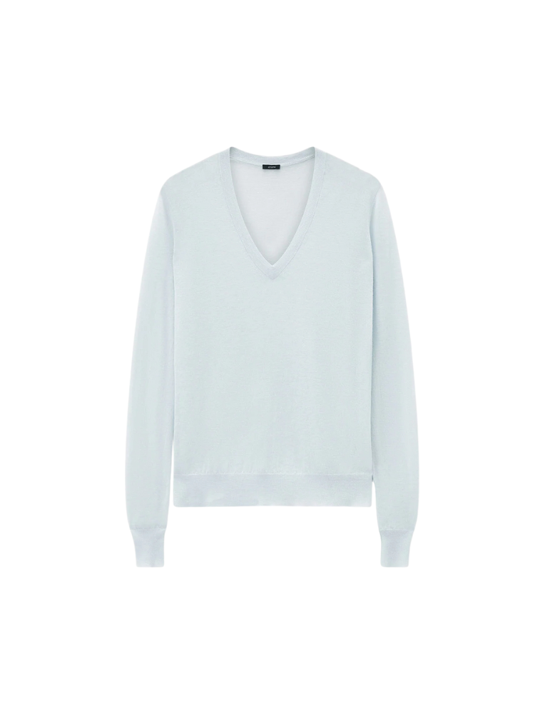 V Neck Longsleeve Cashair Light Blue