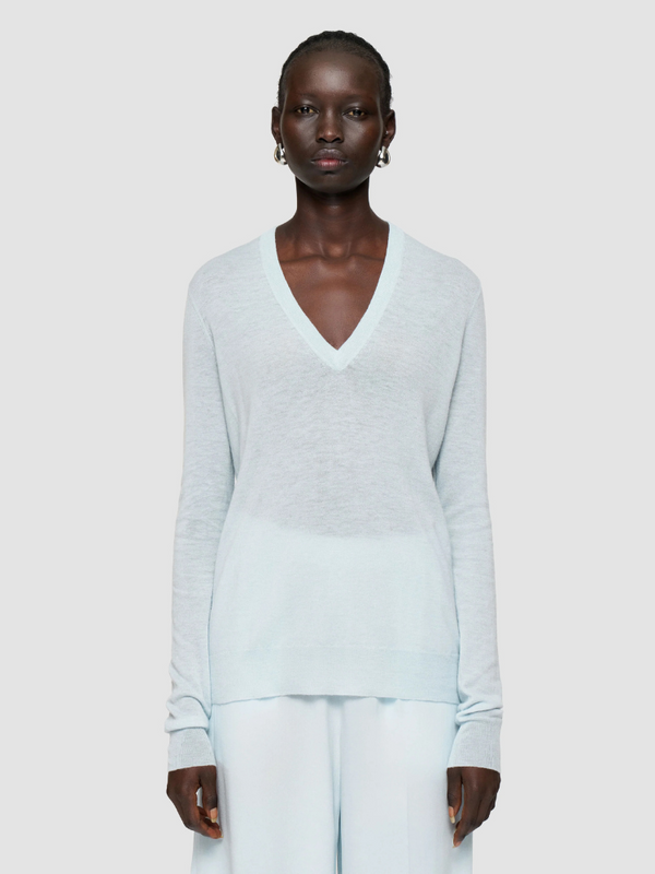 V Neck Longsleeve Cashair Light Blue