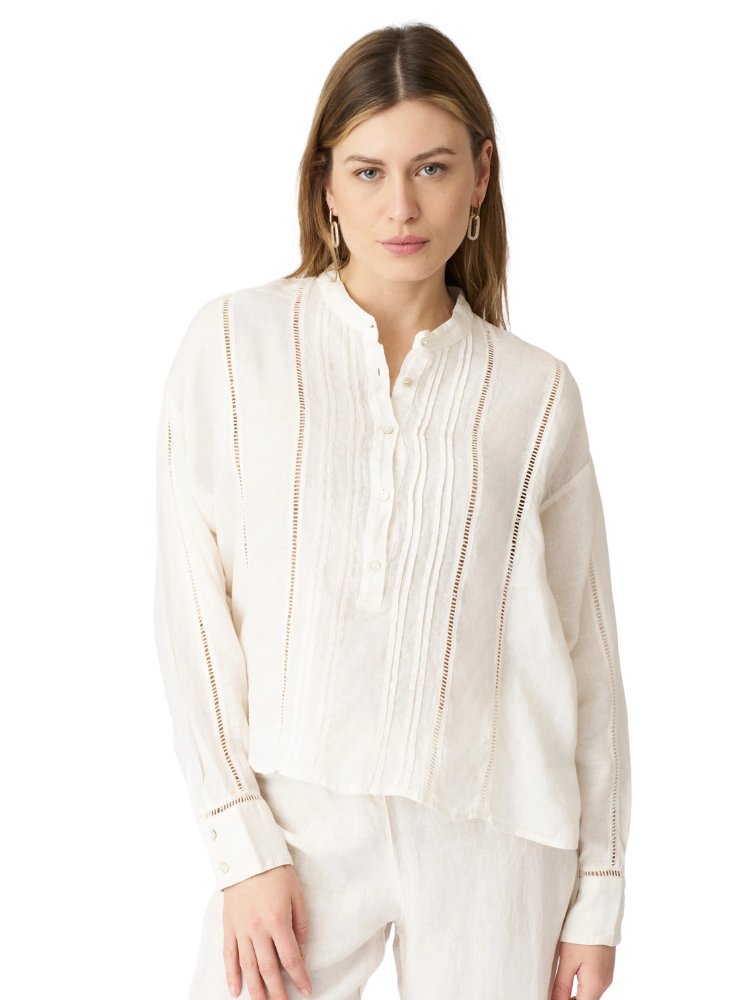 Ladder Lace Pintuck Blouse BUTTER