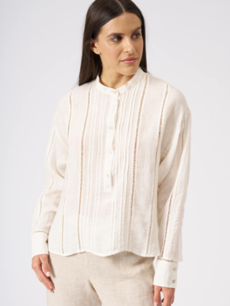 Ladder Lace Pintuck Blouse BUTTER