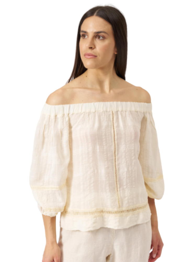 Off The Shoulder Long Sleeve Top ECRU
