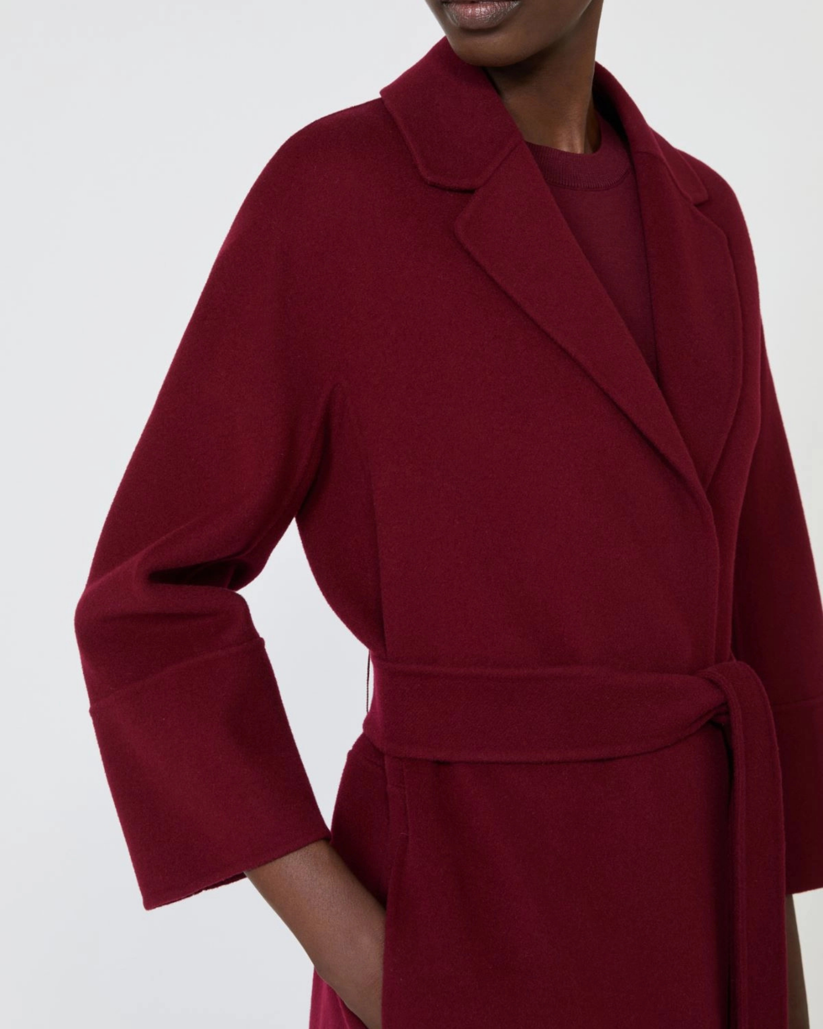 Virgin wool double-faced coat Bordeaux