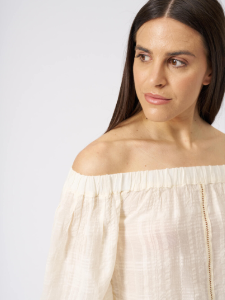 Off The Shoulder Long Sleeve Top ECRU