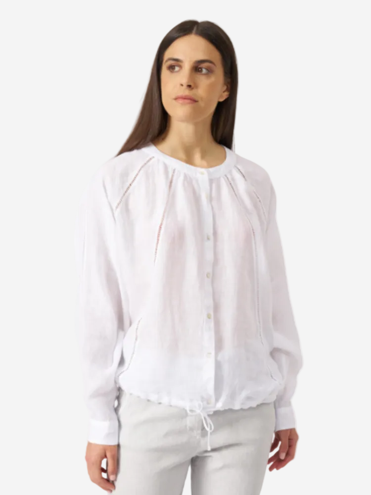 Long Sleeve Half Button up Blouse  NAVY