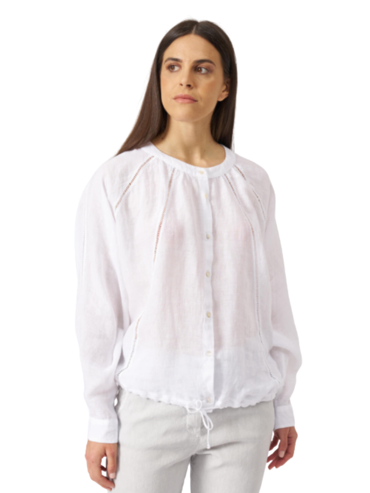 Long Sleeve Half Button up Blouse  NAVY