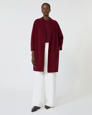 Virgin wool double-faced coat Bordeaux