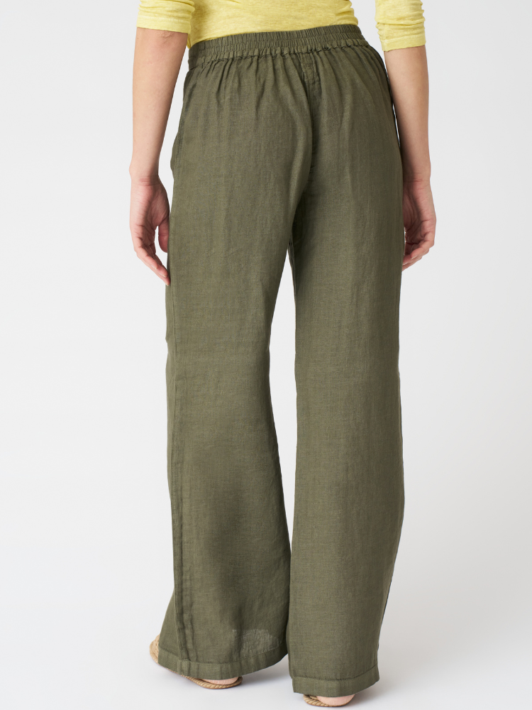 Wide Leg Linen Pants  GREEN
