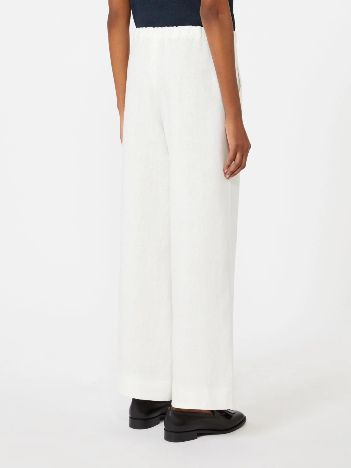 Linen basketweave trousers White