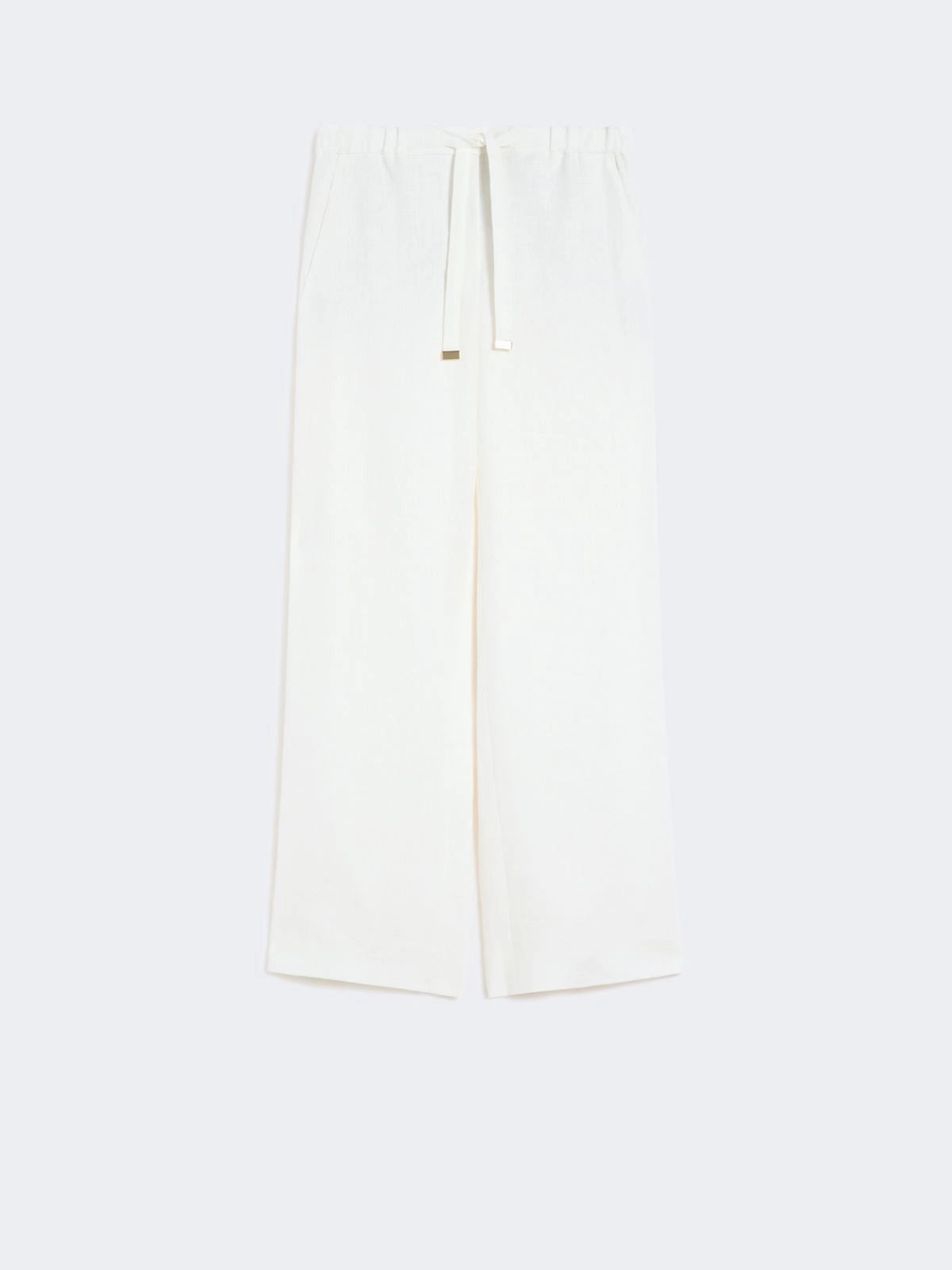 Linen basketweave trousers White
