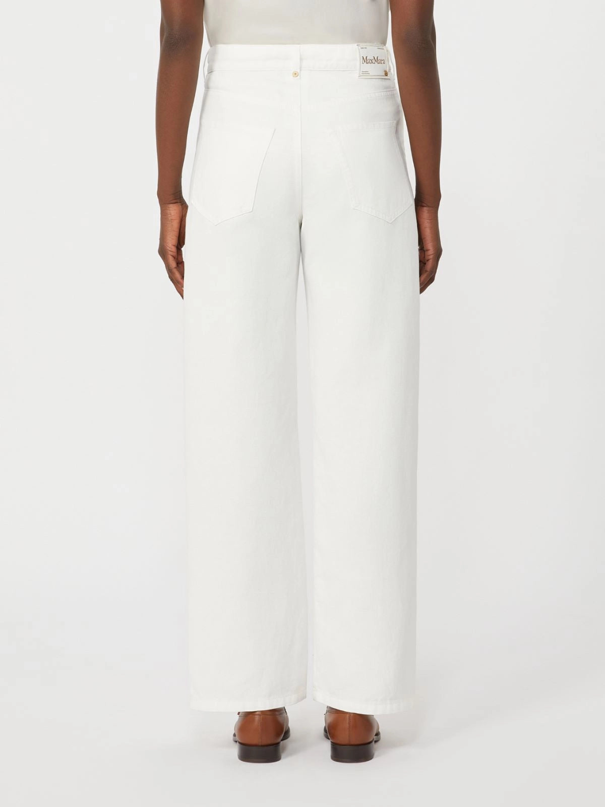 Cotton and linen 5-pocket trousers White
