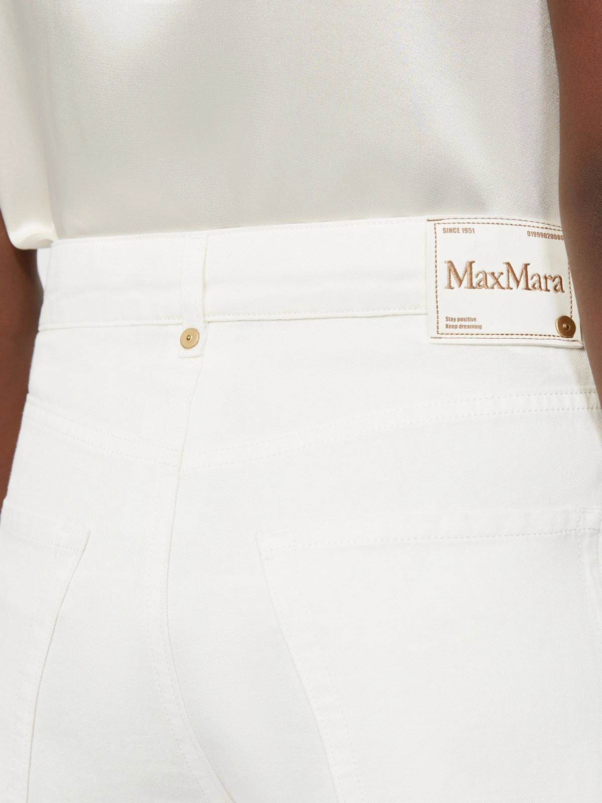 Cotton and linen 5-pocket trousers White