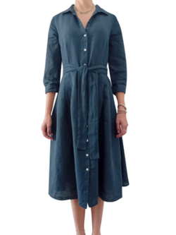 Tie Front Midi Shirt Dress  NAVY