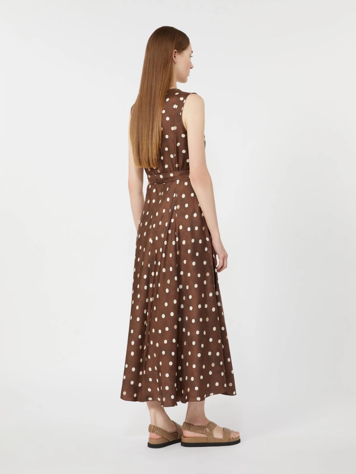 Patterned twill dress Brown