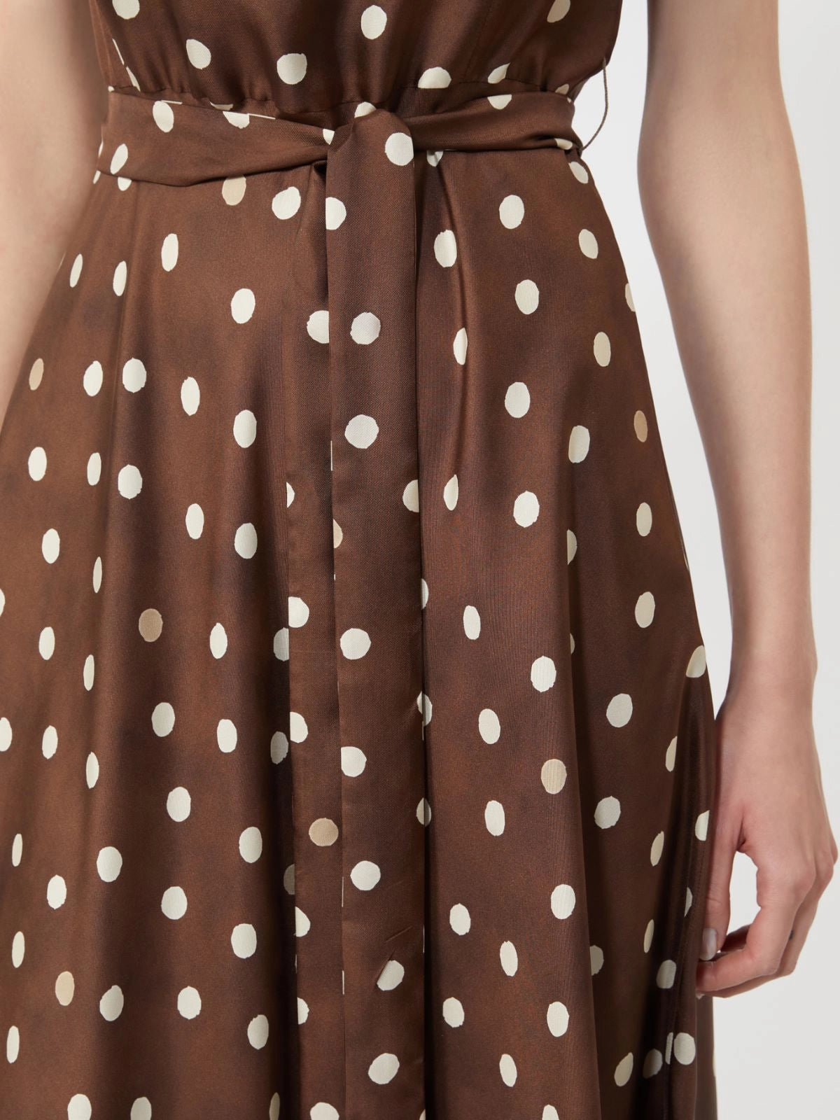 Patterned twill dress Brown