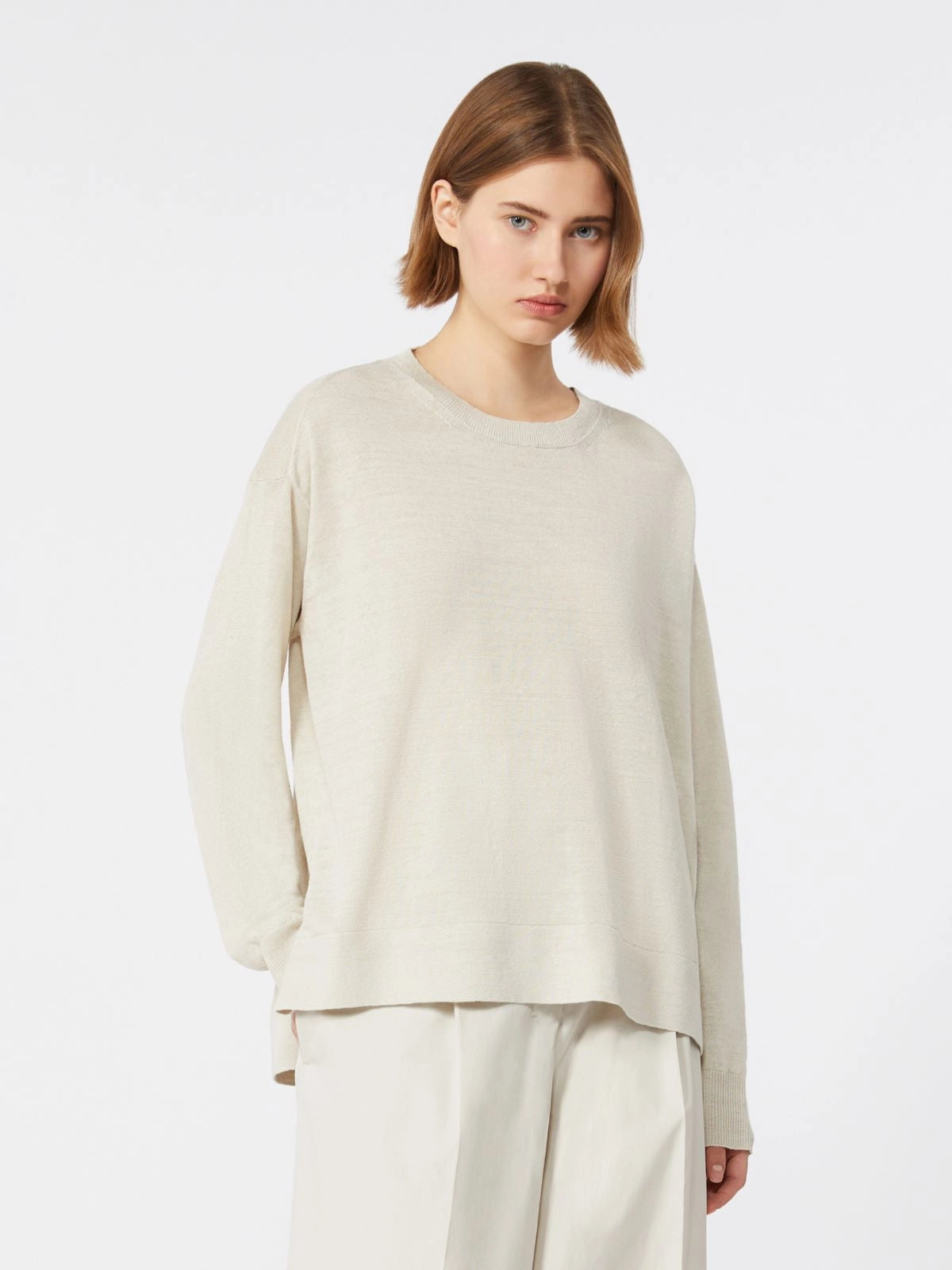 Linen yarn sweater Ivory