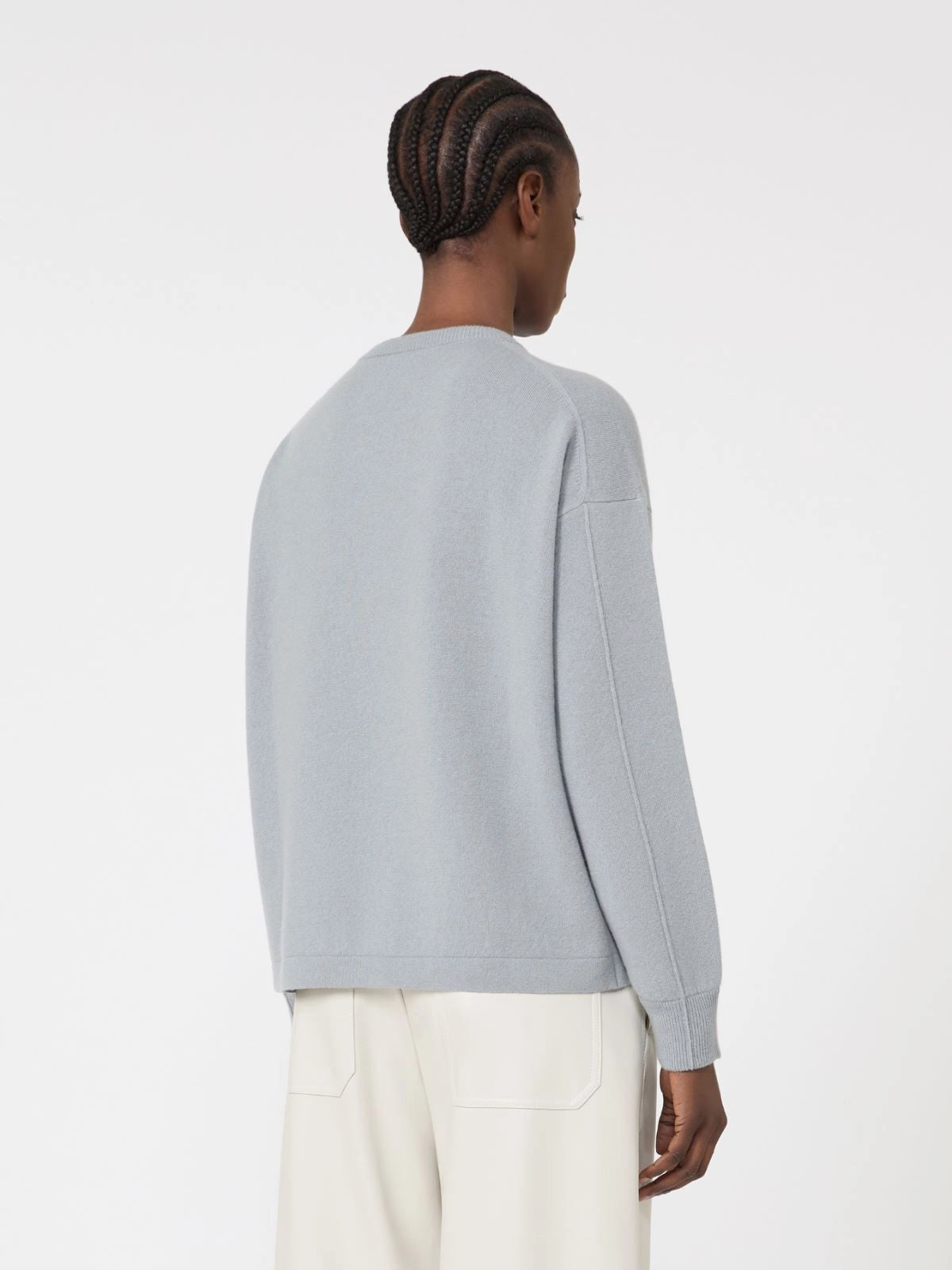 Boxy-fit wool and cashmere sweater Light blue