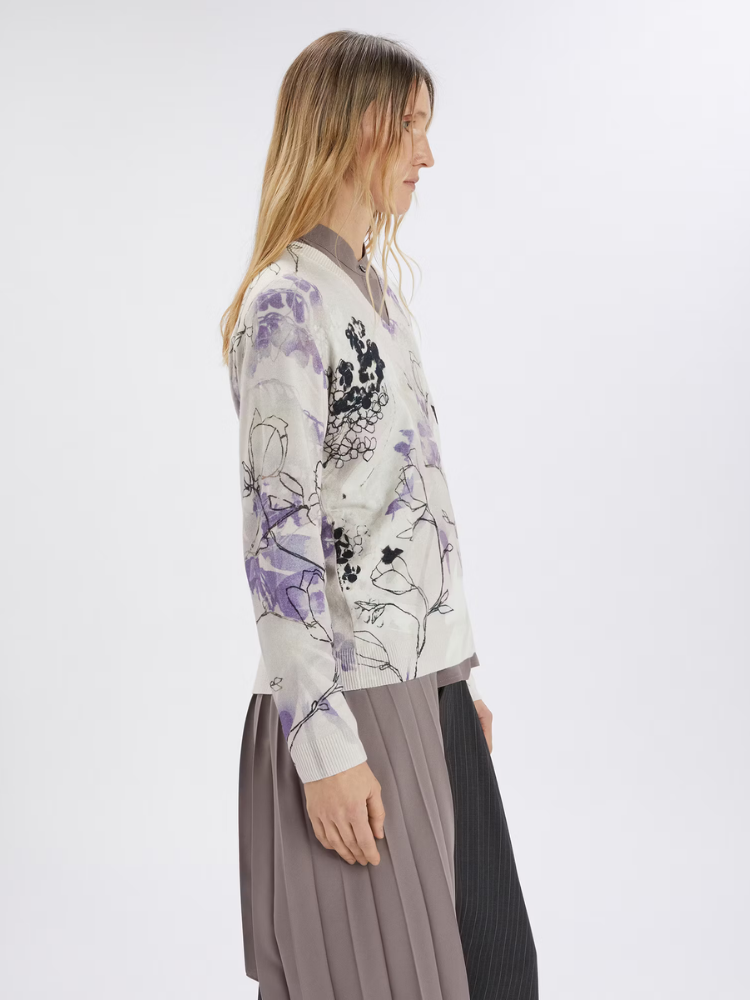 Amuse V-Neck Sweater Floral Print