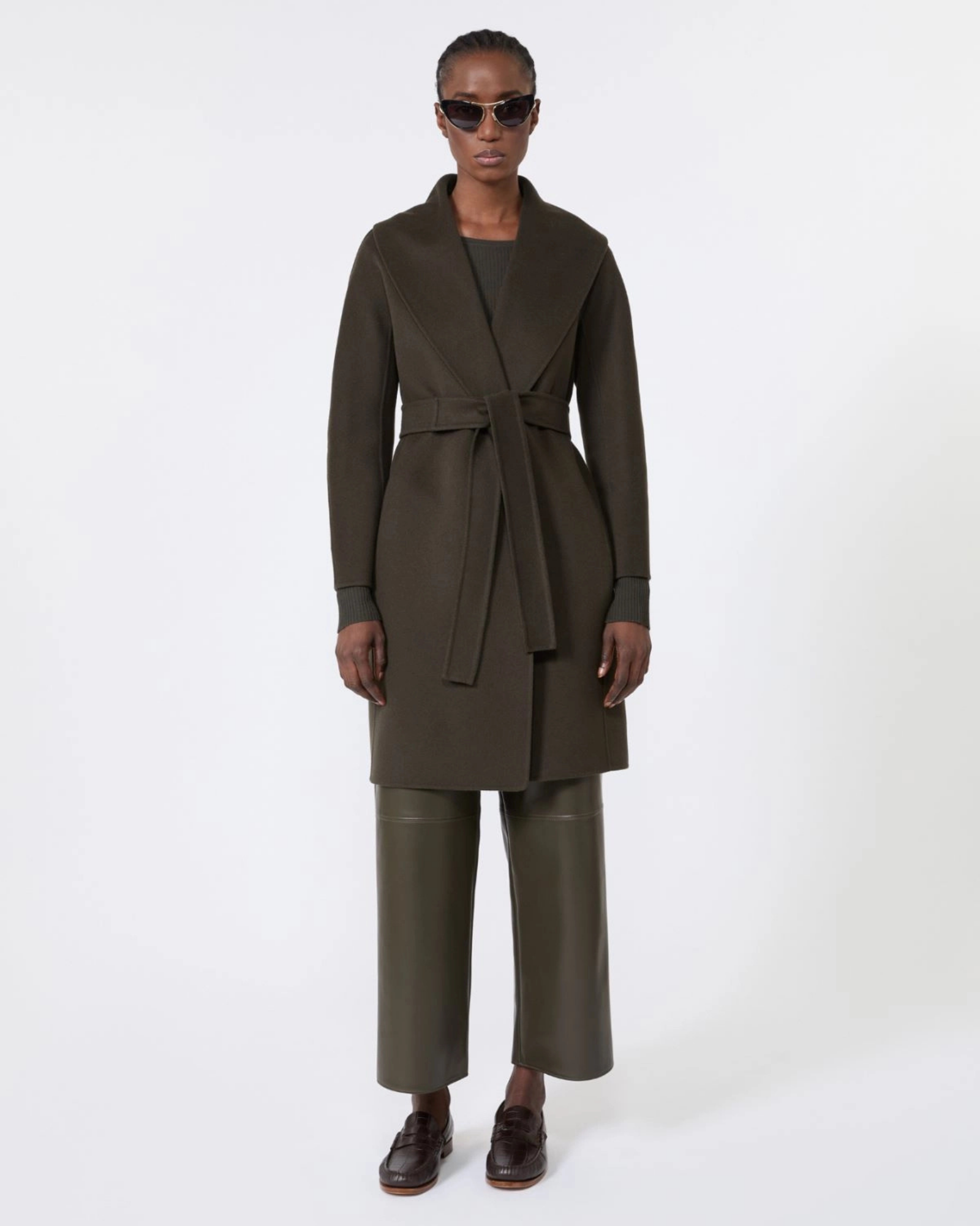 Virgin wool double-faced coat Kaki