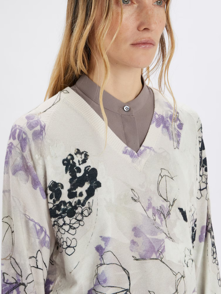 Amuse V-Neck Sweater Floral Print