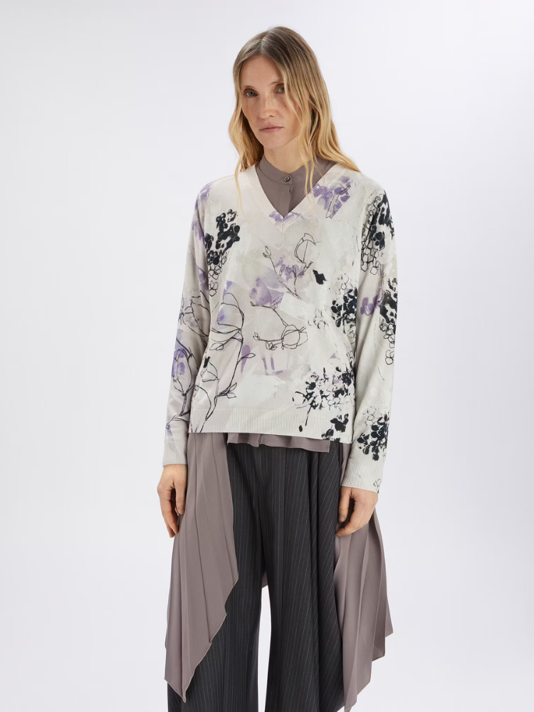 Amuse V-Neck Sweater Floral Print