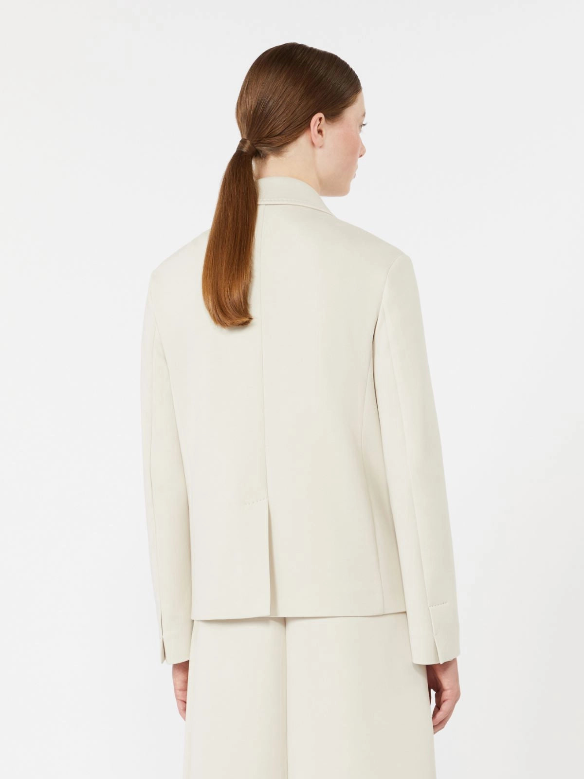 Double-breasted scuba jersey jacket Beige