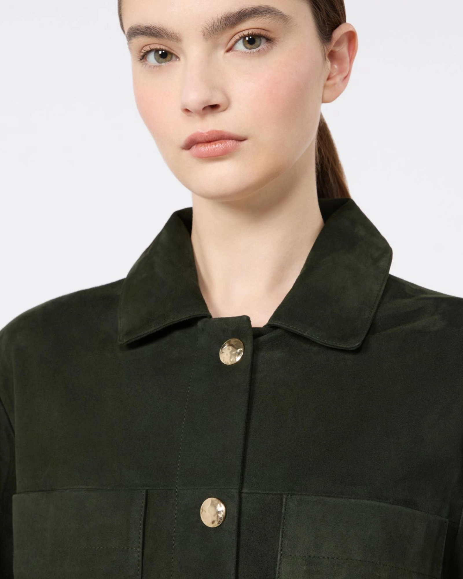 Lamb suede jacket with sprayback finish Green