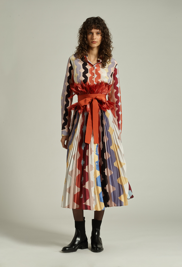 Tosca Dress Zigzag Print