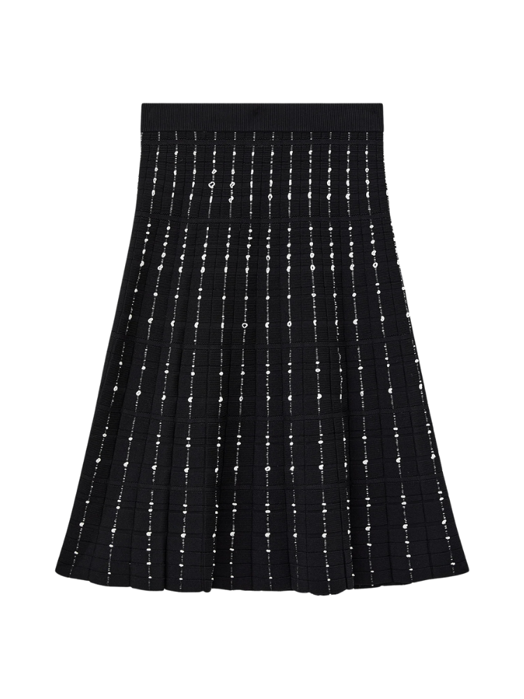 Fragmented Stripes Knee Length Skirt