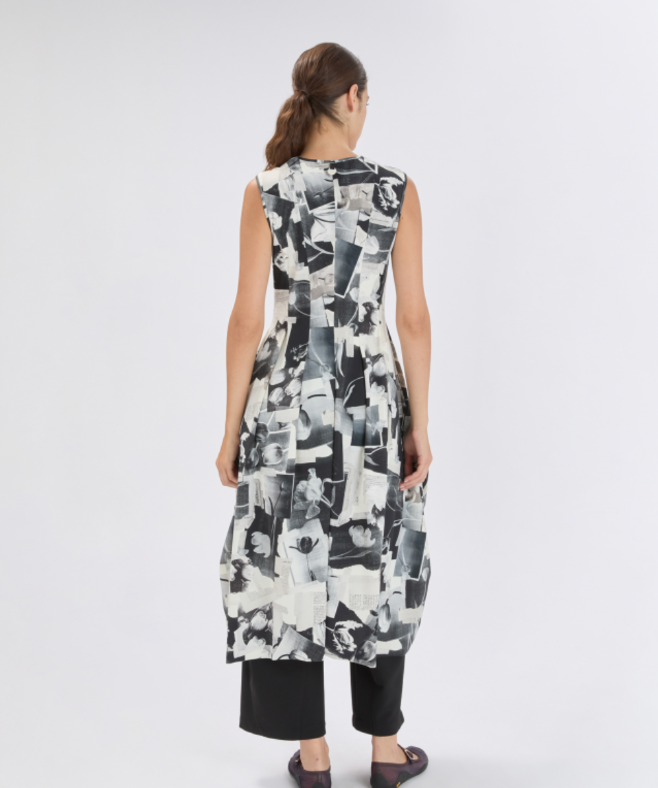 At Length  Dress White + Black Print